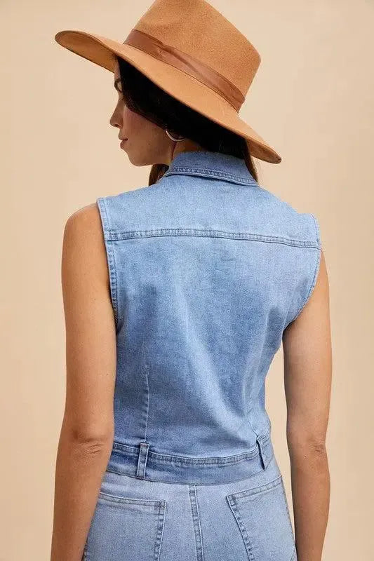Denim Jeans Vest-Apparel & Accessories-Evelyns Fashion