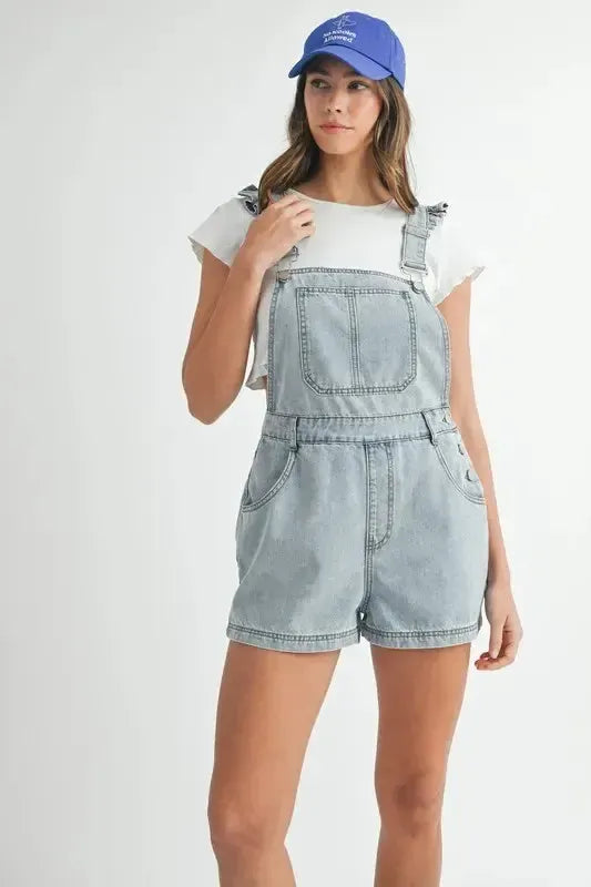 Denim Overall Romper-Apparel & Accessories-Evelyns Fashion