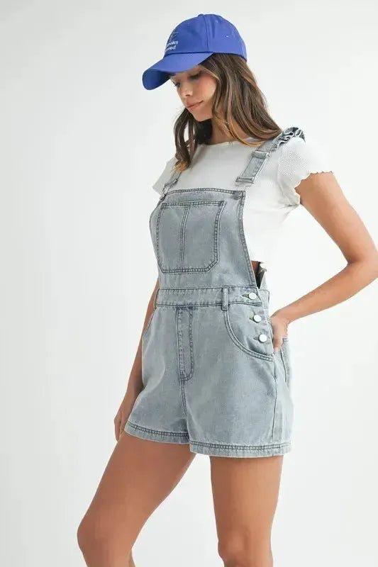 Denim Overall Romper-Apparel & Accessories-Evelyns Fashion
