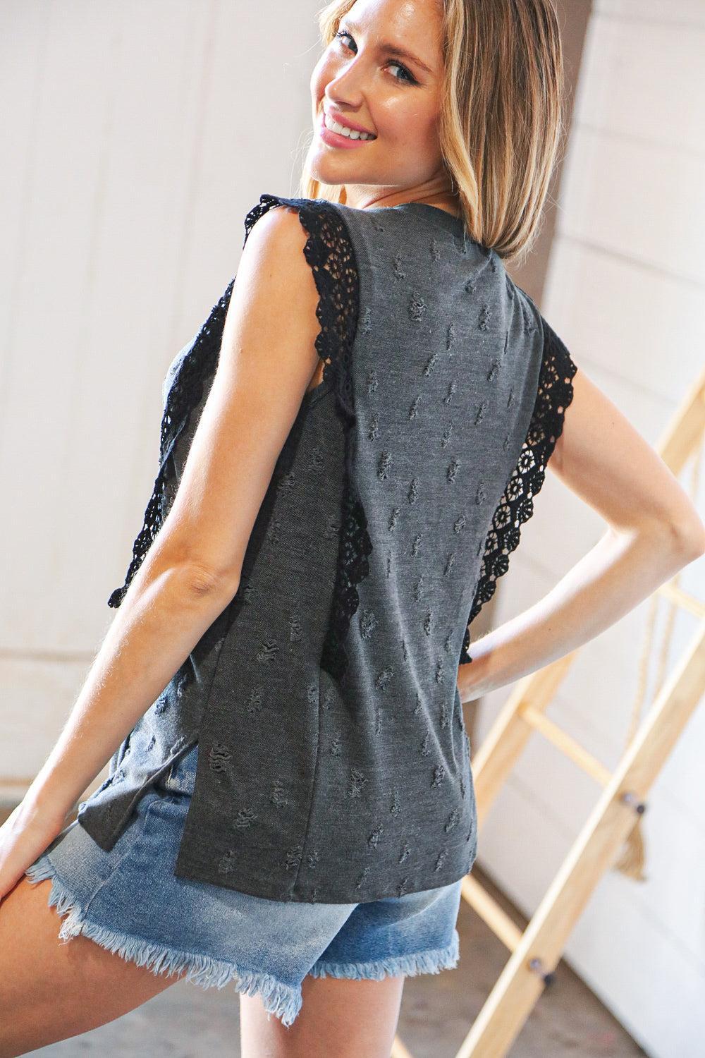 Distressed Sleeveless Top-Sleeveless-Evelyns Fashion