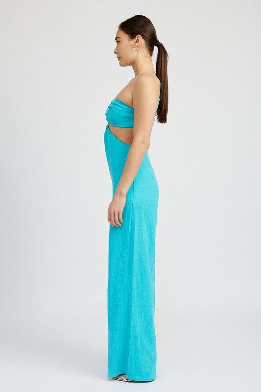 Double O-Ring Cut-Out Jumpsuit-Jumpsuits-Evelyns Fashion