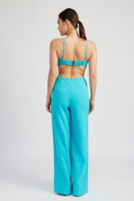 Double O-Ring Cut-Out Jumpsuit-Jumpsuits-Evelyns Fashion