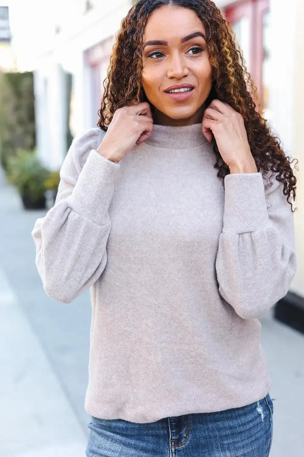 Effortless Elegance: Taupe Brushed Short Sleeve Sweater-2024 Blow-Out Sale-Evelyns Fashion
