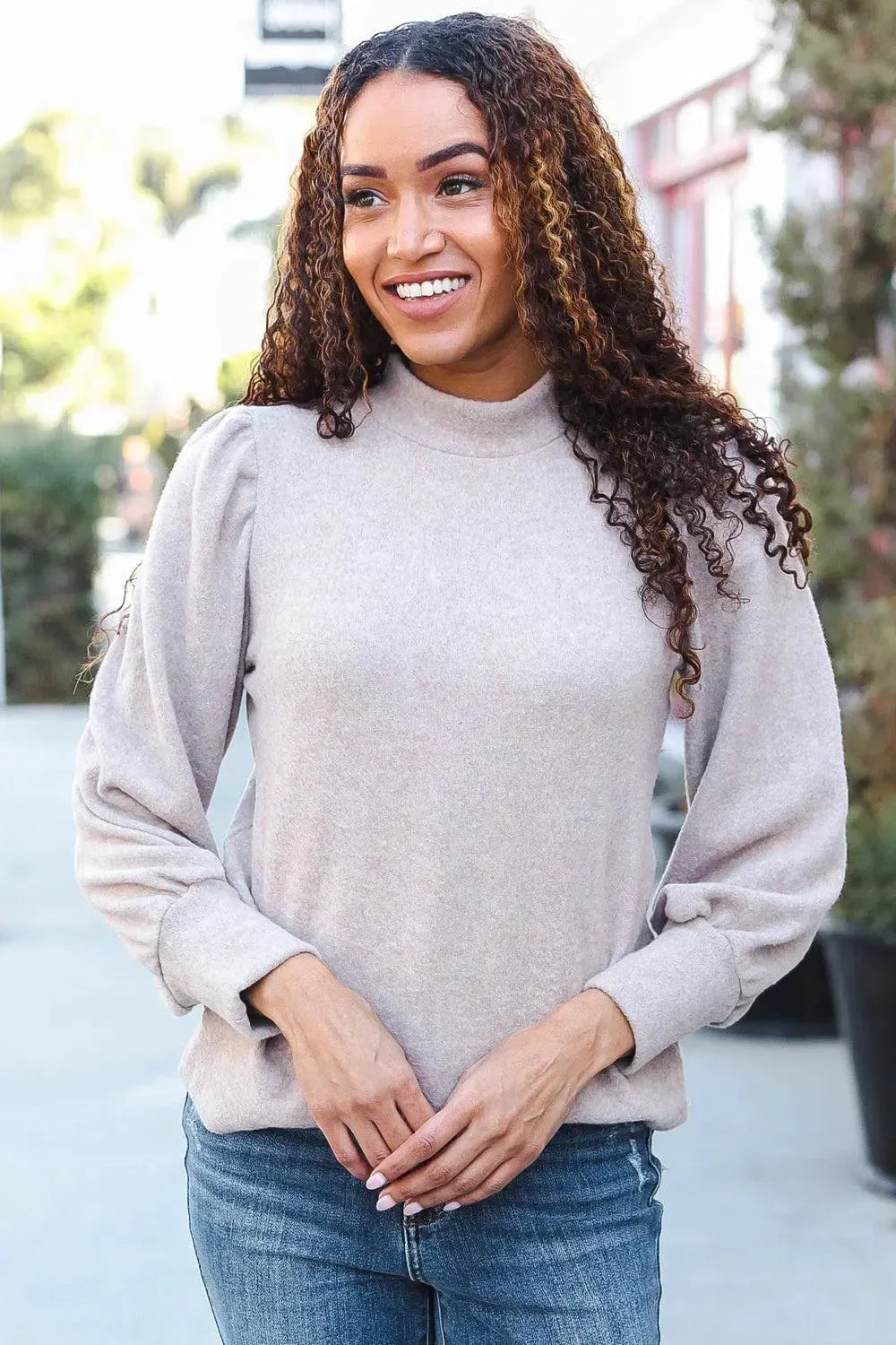 Effortless Elegance: Taupe Brushed Short Sleeve Sweater-2024 Blow-Out Sale-Evelyns Fashion