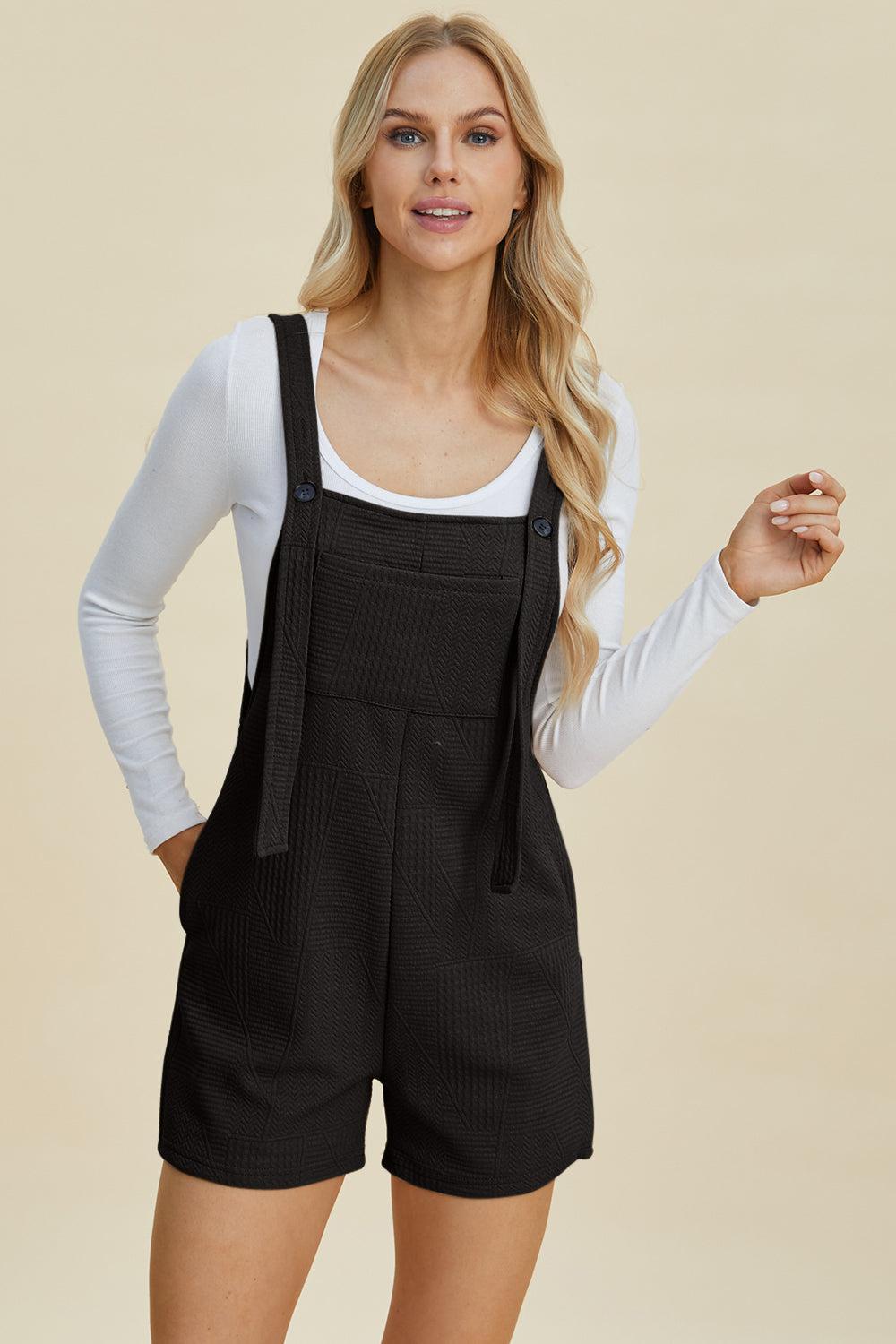 Effortless Style: Double Take Full Size Texture Sleeveless Playsuit-Rompers-Evelyns Fashion