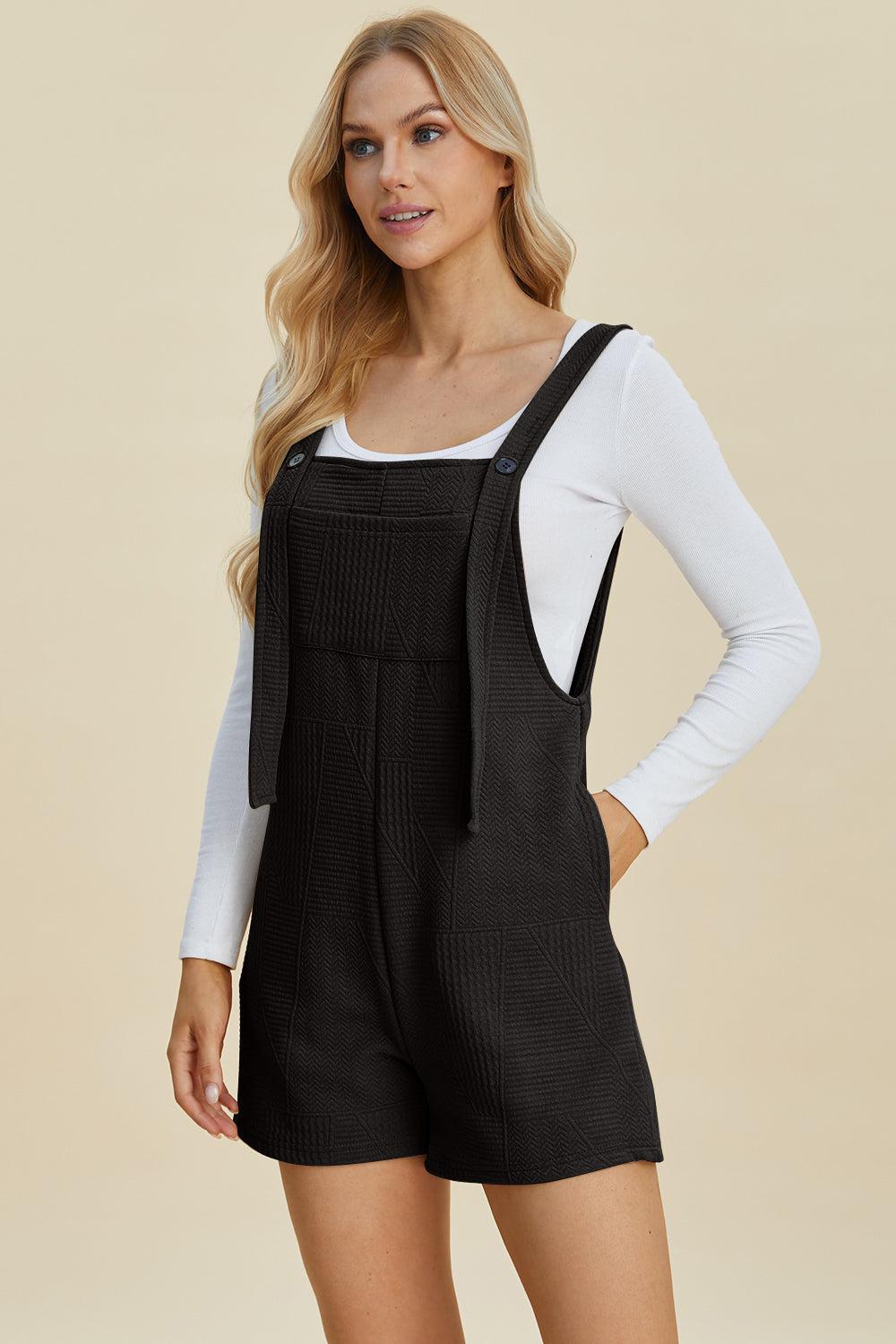 Effortless Style: Double Take Full Size Texture Sleeveless Playsuit-Rompers-Evelyns Fashion