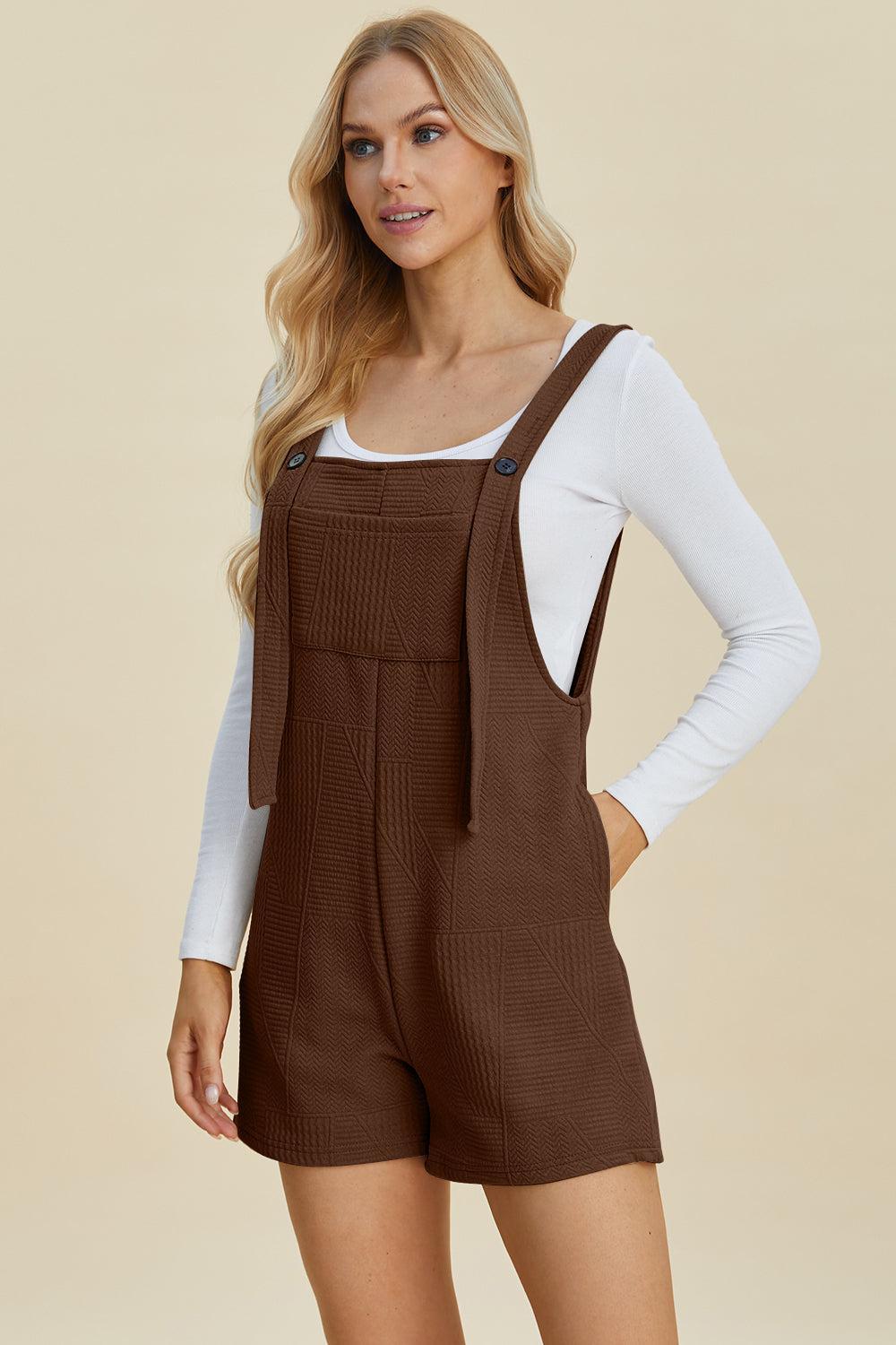Effortless Style: Double Take Full Size Texture Sleeveless Playsuit-Rompers-Evelyns Fashion