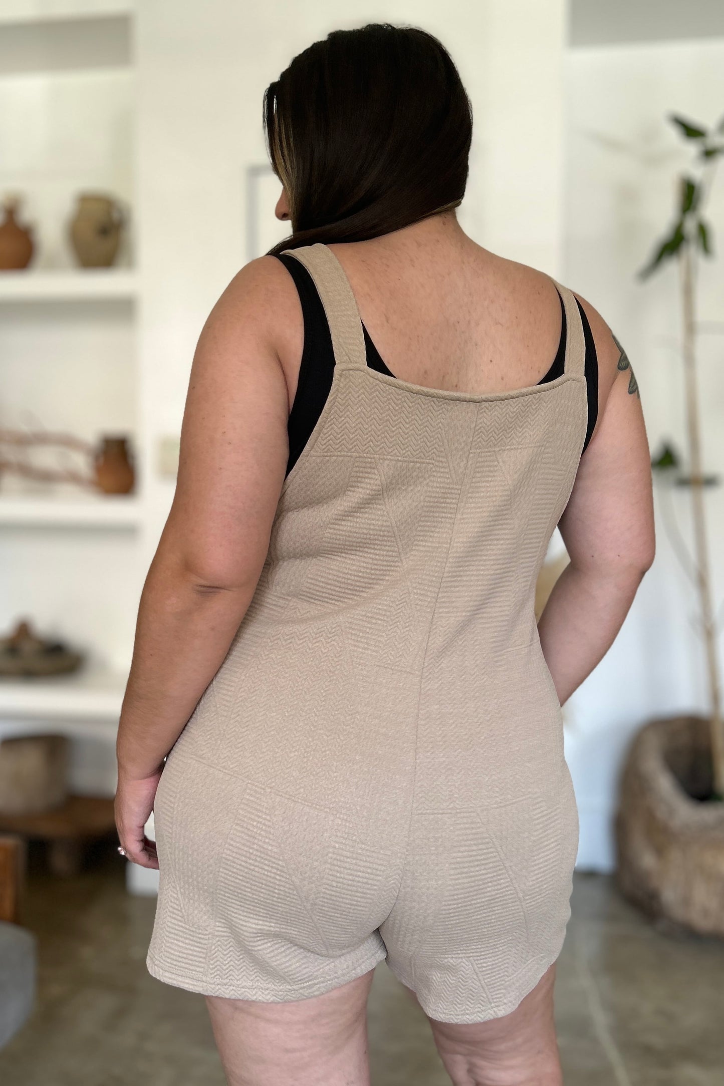 Effortless Style: Double Take Full Size Texture Sleeveless Playsuit-Rompers-Evelyns Fashion