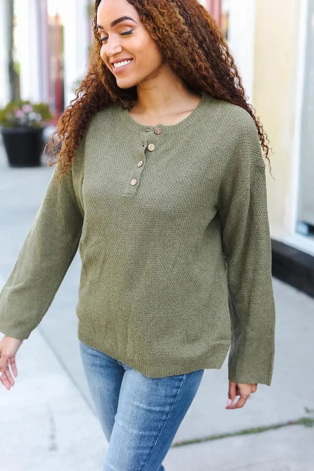 Effortless Style: Moss Green Button-Down Ribbed Sweater-2024 Blow-Out Sale-Evelyns Fashion