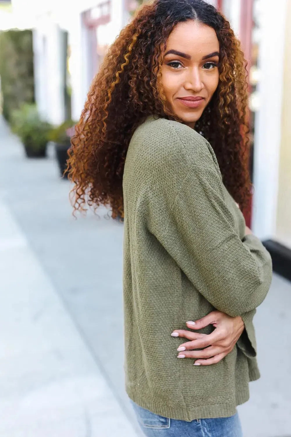 Effortless Style: Moss Green Button-Down Ribbed Sweater-2024 Blow-Out Sale-Evelyns Fashion