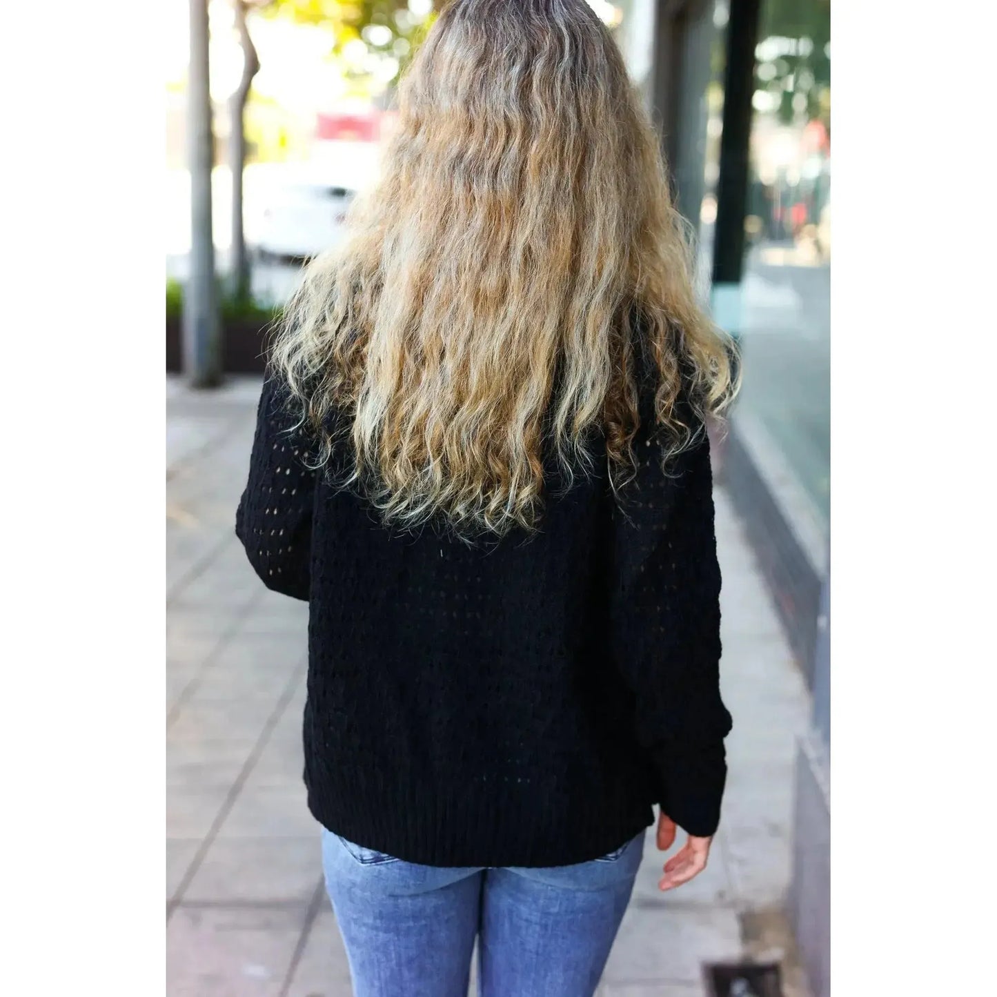 Elegant Simplicity: Follow Me Black Pointelle Cardigan-2024 Blow-Out Sale-Evelyns Fashion