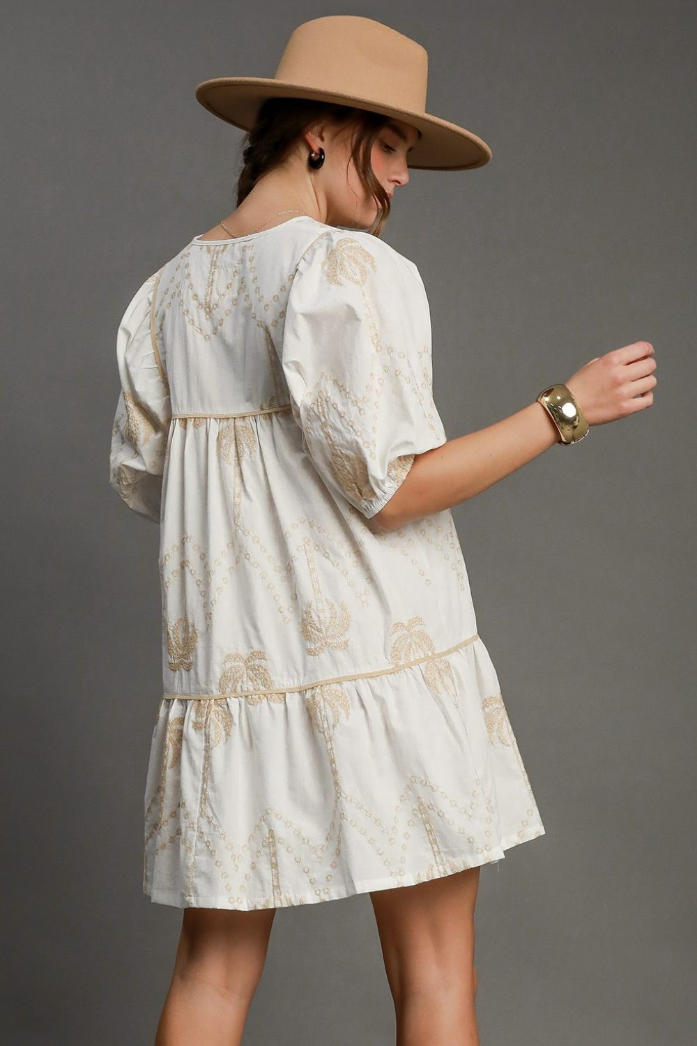 Embroidered Babydoll Dress-Dress-Evelyns Fashion