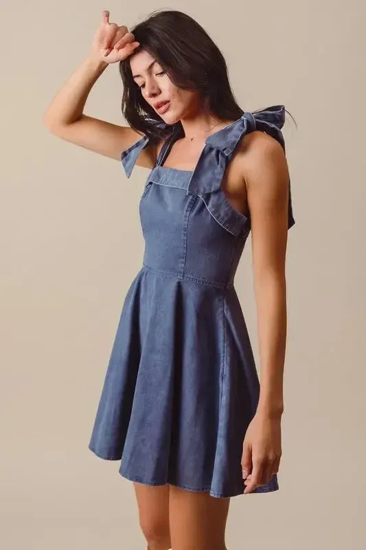 Fit and Flare Washed Gameday Dress-Apparel & Accessories-Evelyns Fashion