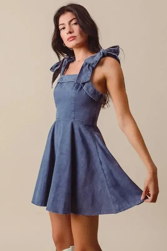 Fit and Flare Washed Gameday Dress-Apparel & Accessories-Evelyns Fashion
