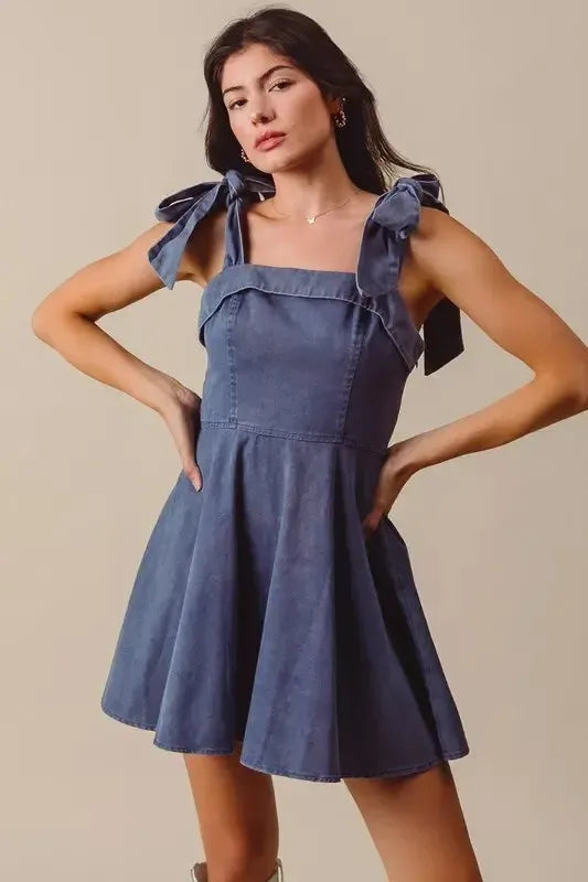 Fit and Flare Washed Gameday Dress-Apparel & Accessories-Evelyns Fashion