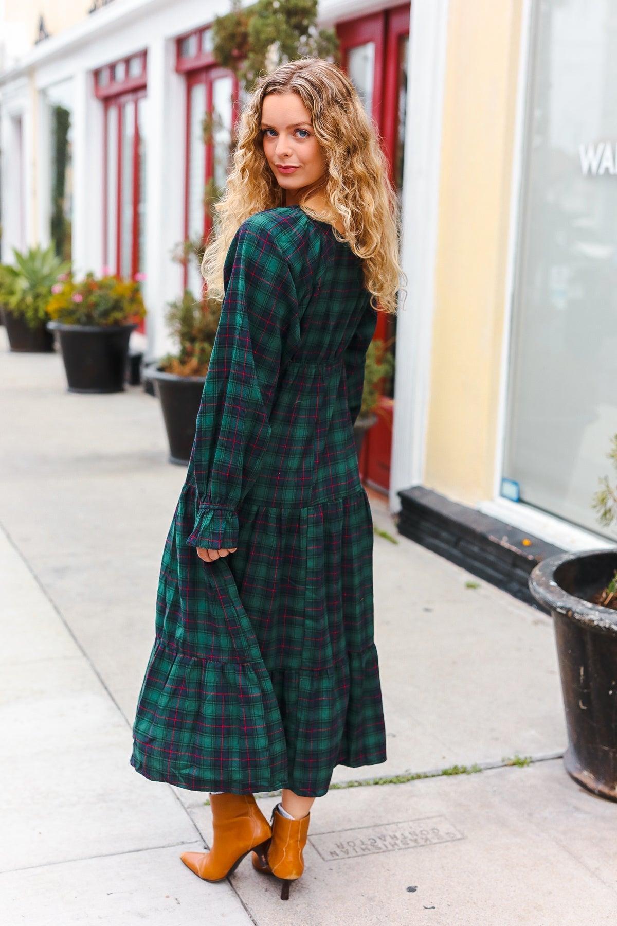 Hunter Green Maxi Dress-Dress-Evelyns Fashion