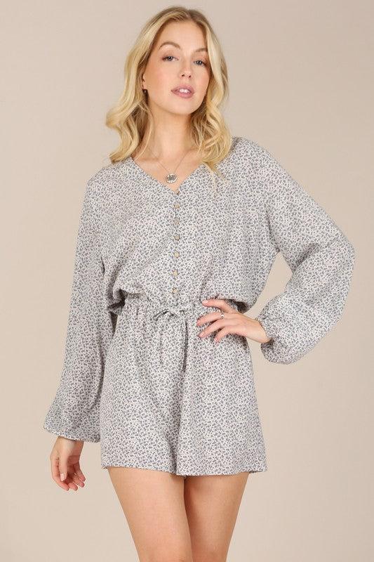 Long Sleeve Floral Jumpsuit-Jumpsuit-Evelyns Fashion
