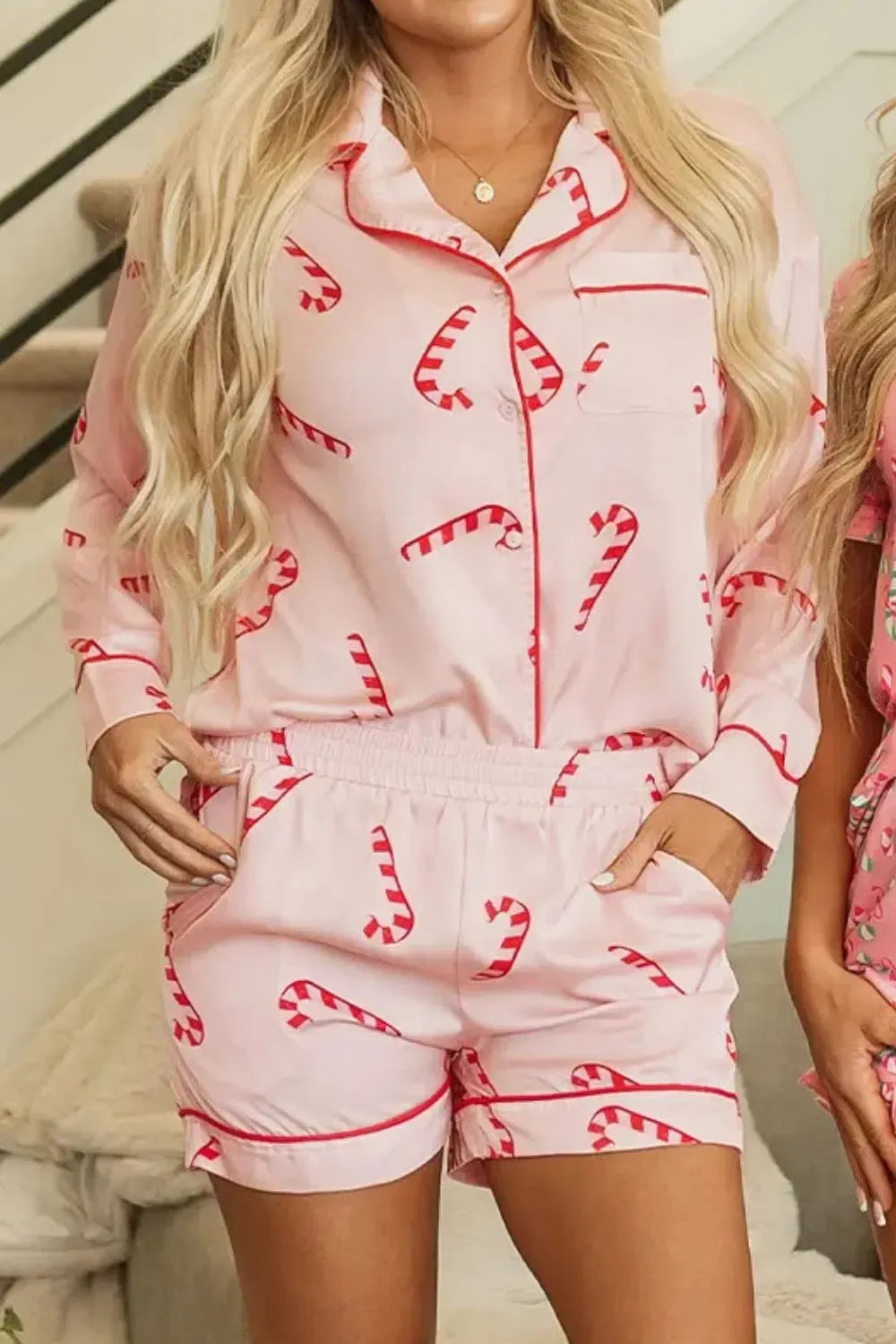Long Sleeve Top and Shorts Lounge Set-Loungewear-Evelyns Fashion