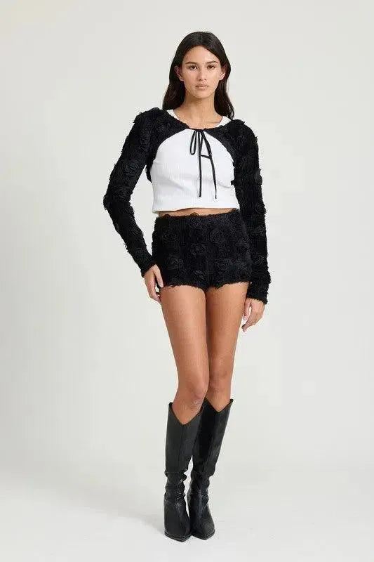 Make a Statement: 3D Rosette Mini Shorts for a Fashion-Forward Look-Apparel & Accessories-Evelyns Fashion