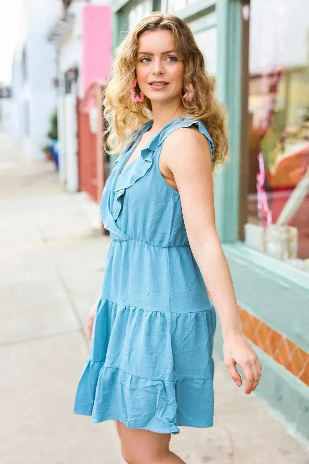 Mini Dress Light Blue-2024 Blow-Out Sale-Evelyns Fashion