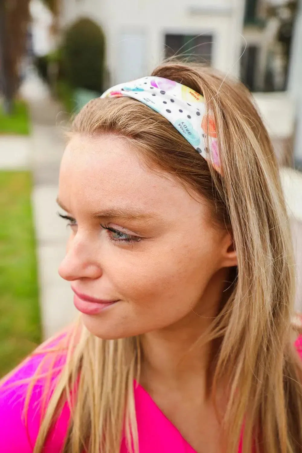 Multicolor Polka Dot & Heart Candy Twist Headband-accessor-Evelyns Fashion