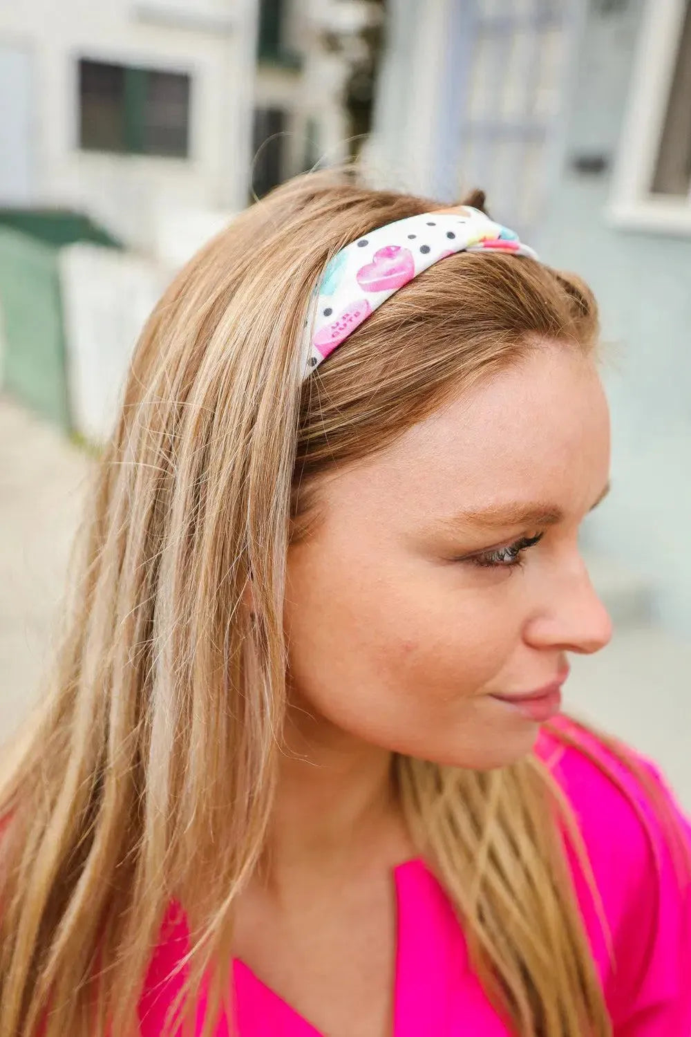 Multicolor Polka Dot & Heart Candy Twist Headband-accessor-Evelyns Fashion