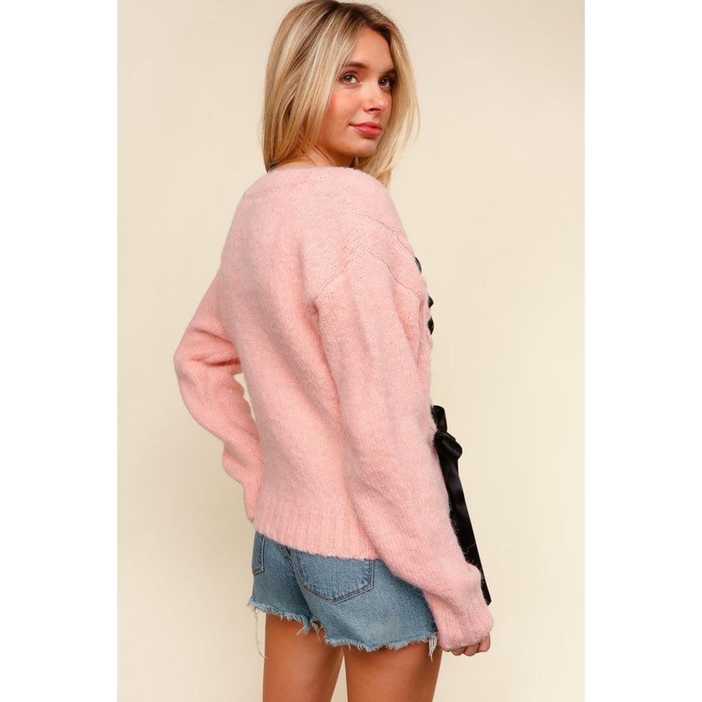 Pink Button Down Sweater Cardigan-Cardigans-Evelyns Fashion