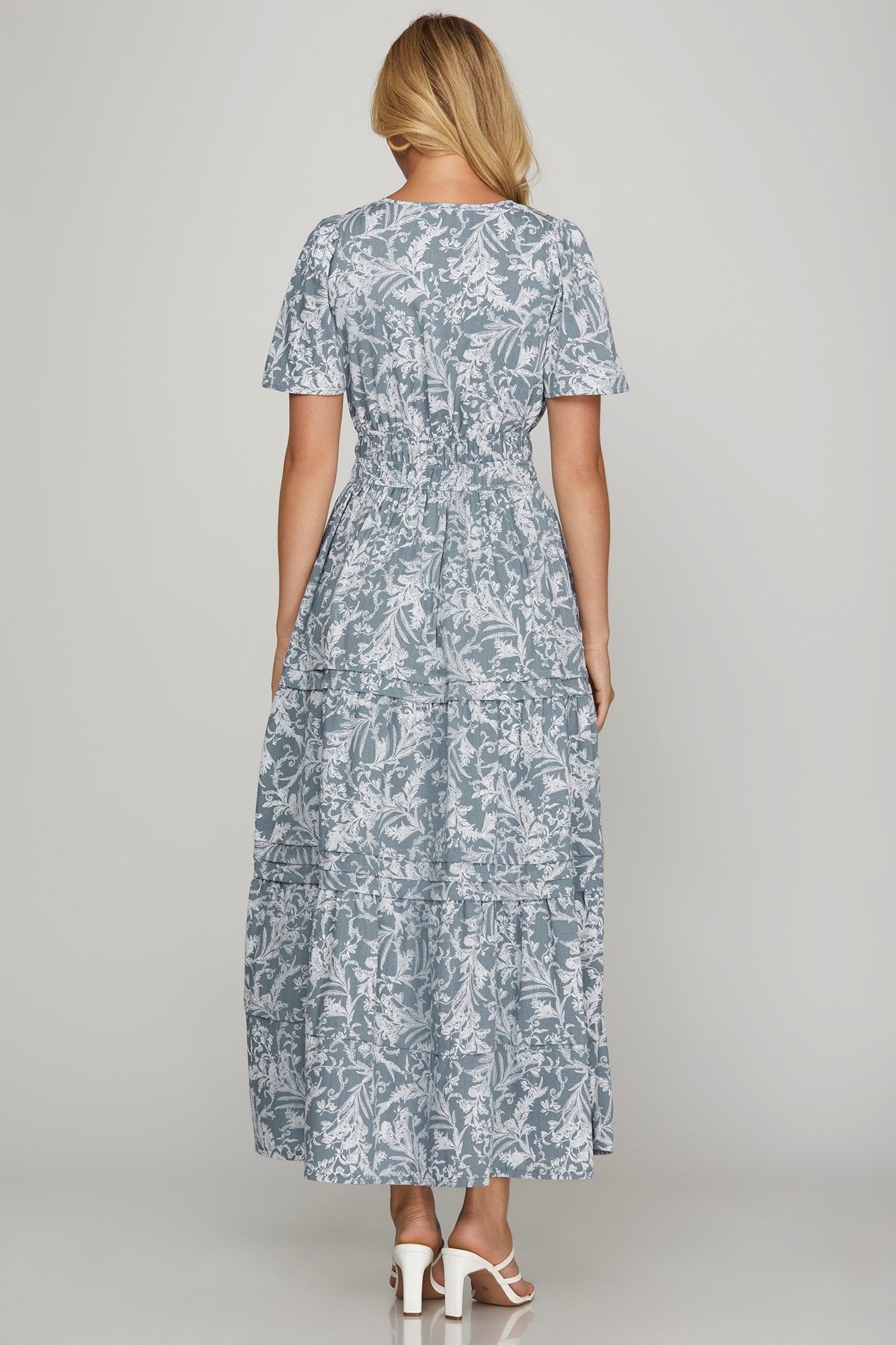 Pintuck Maxi Dress-Dress-Evelyns Fashion