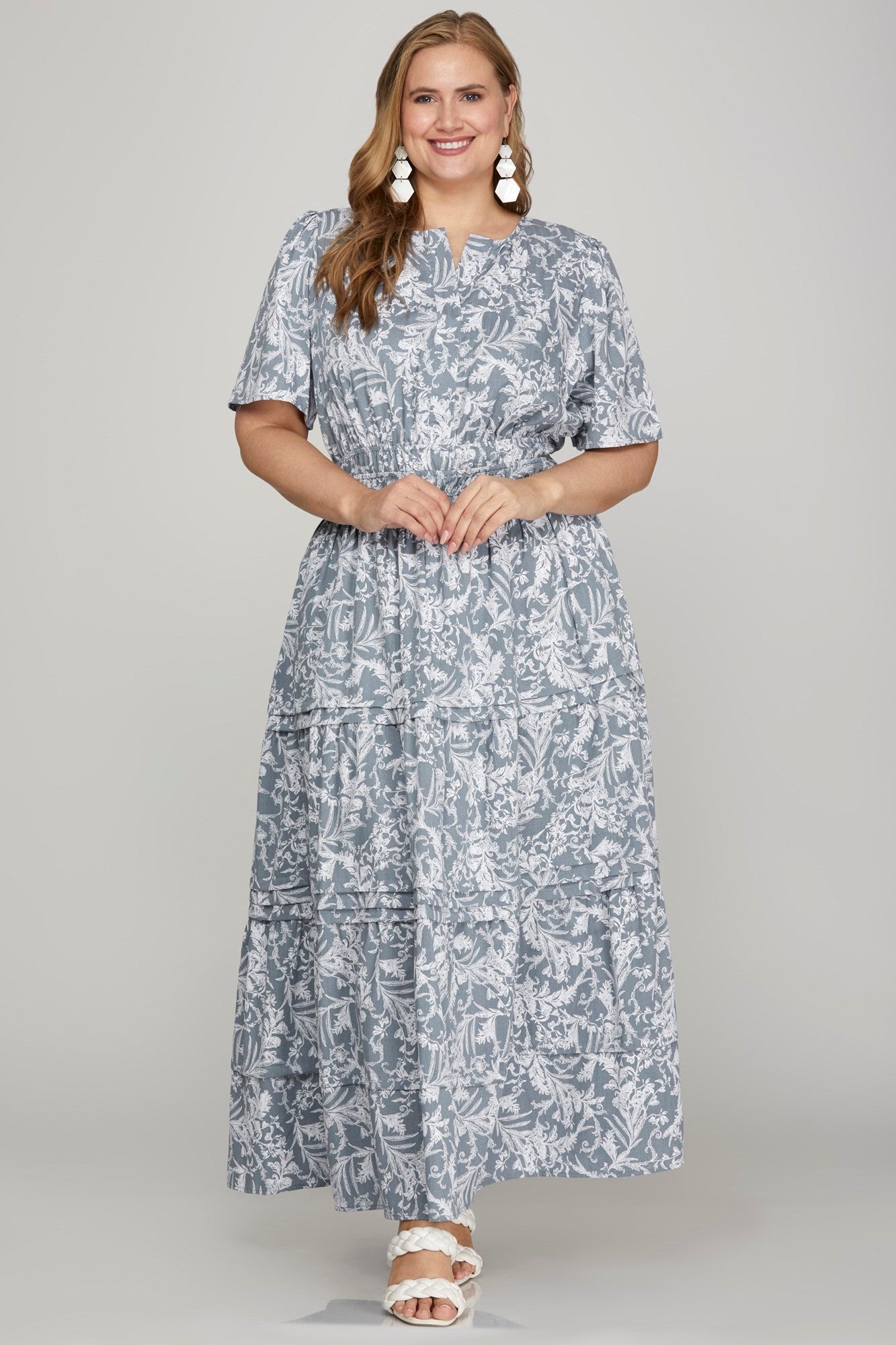 Pintuck Maxi Dress-Dress-Evelyns Fashion