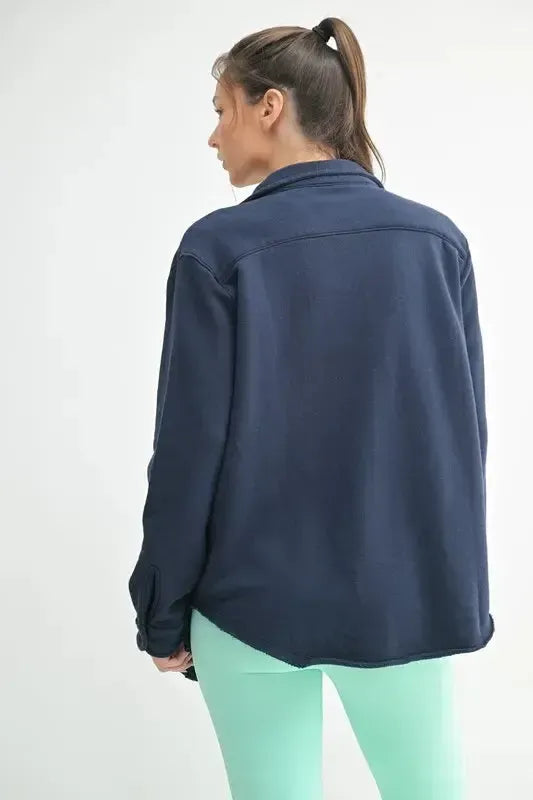 Raw Edge Cotton Shacket-Shackets-Evelyns Fashion