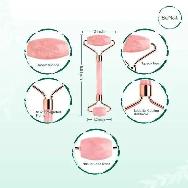 Rose Quartz Face Roller-beauty products-Evelyns Fashion