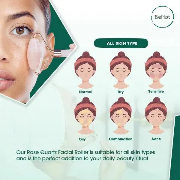 Rose Quartz Face Roller-beauty products-Evelyns Fashion