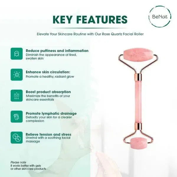Rose Quartz Face Roller-beauty products-Evelyns Fashion