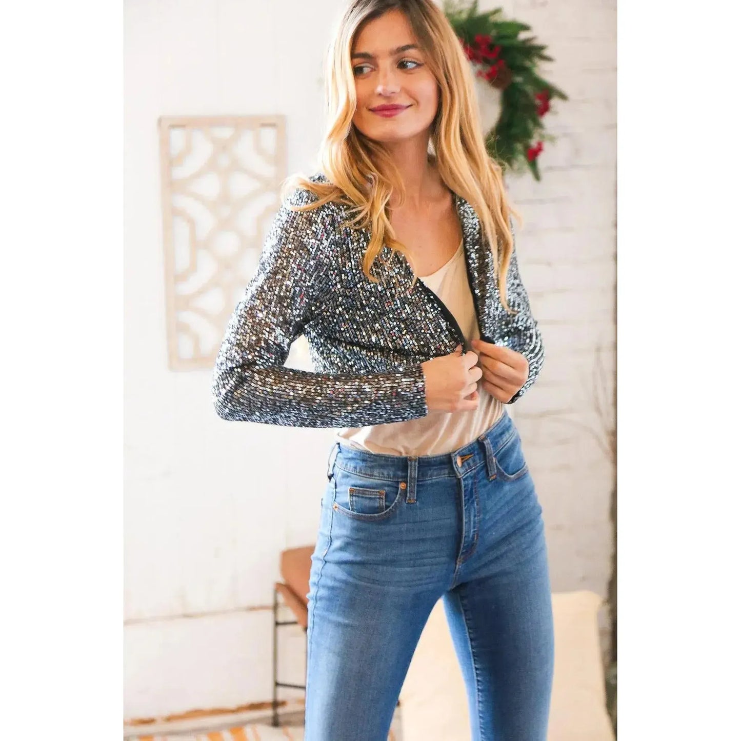 Sequin Bolero Cardigan-2024 Blow-Out Sale-Evelyns Fashion