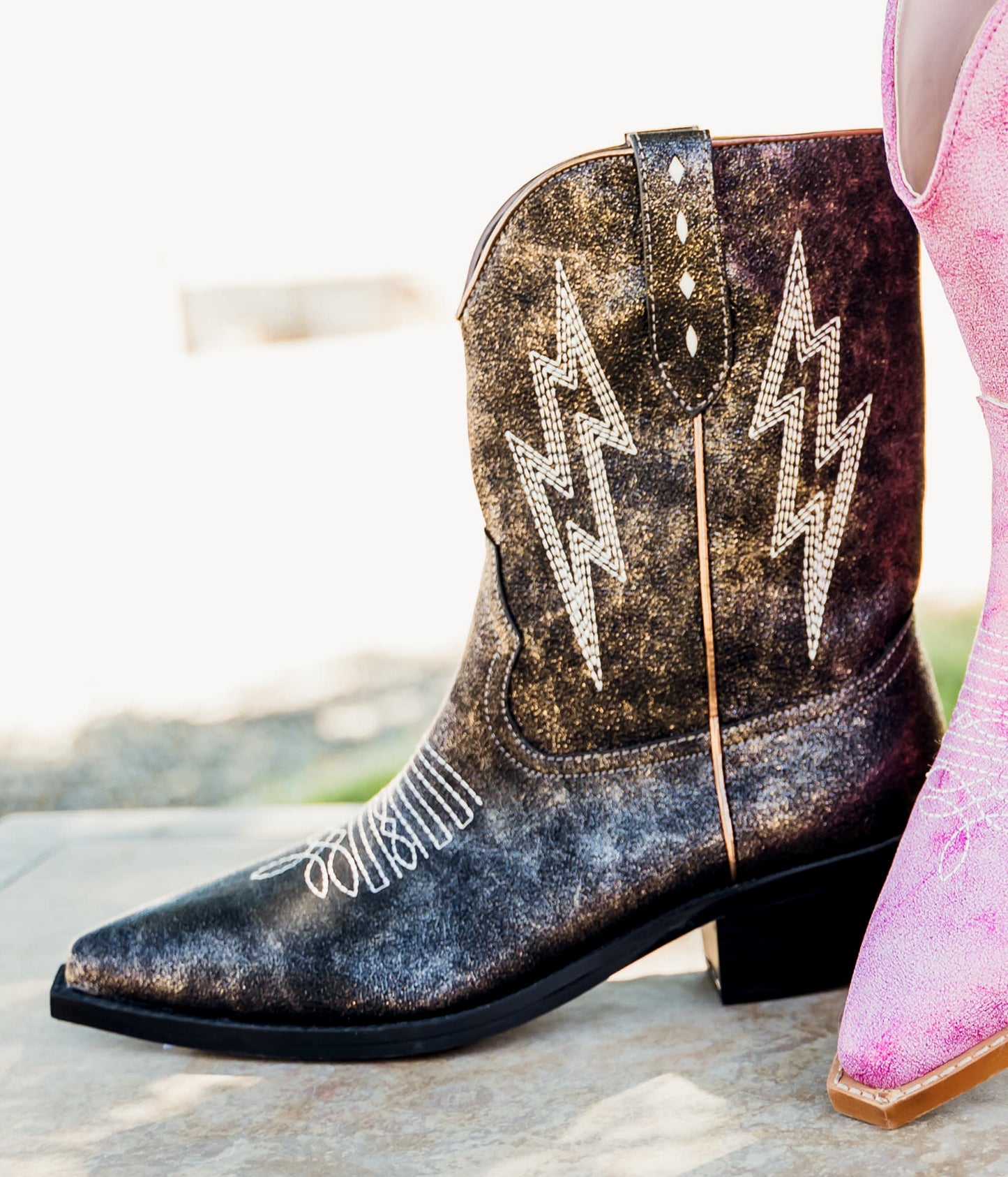 Shine Bright: Bowie Metallic Boot in Black for Statement Looks-Shoes-Evelyns Fashion