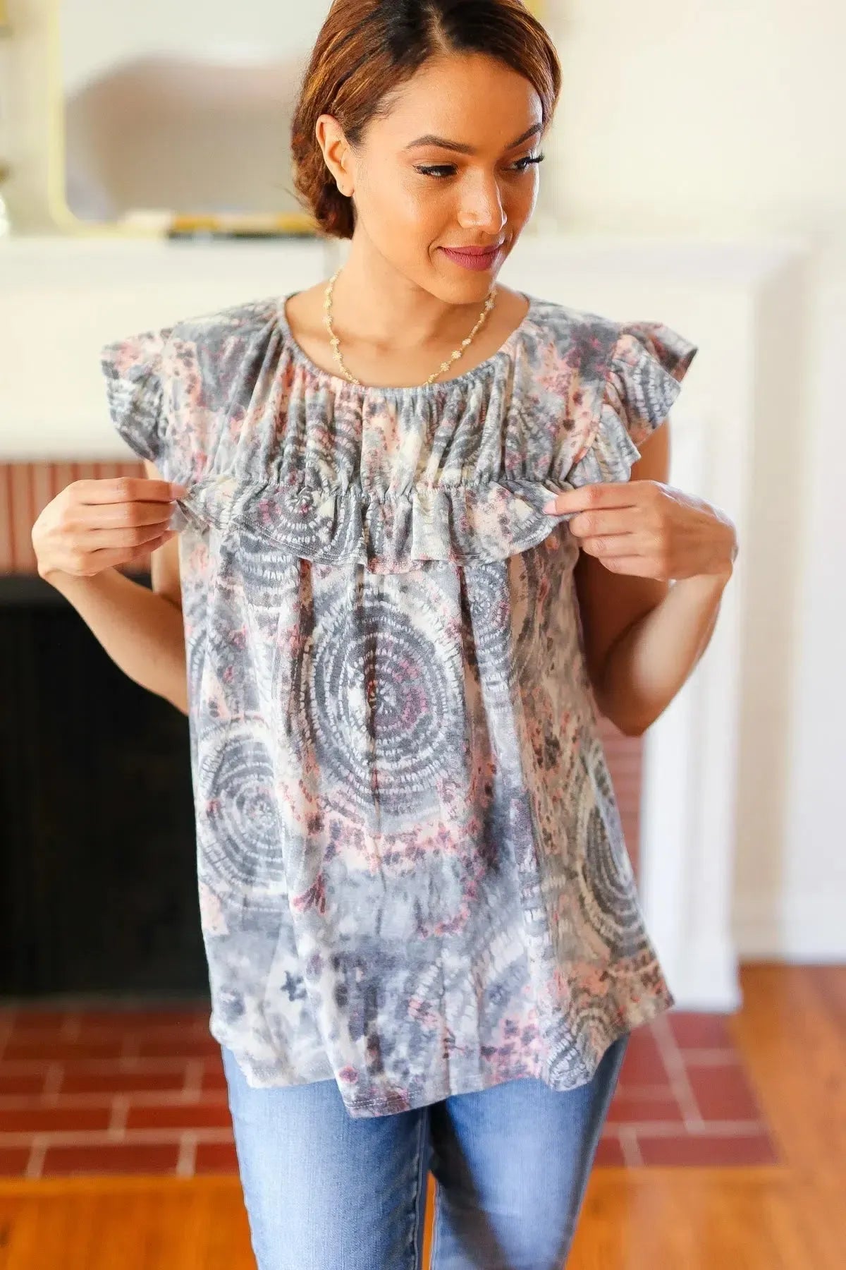 Short Sleeve Tie Dye Top-2024 Blow-Out Sale-Evelyns Fashion