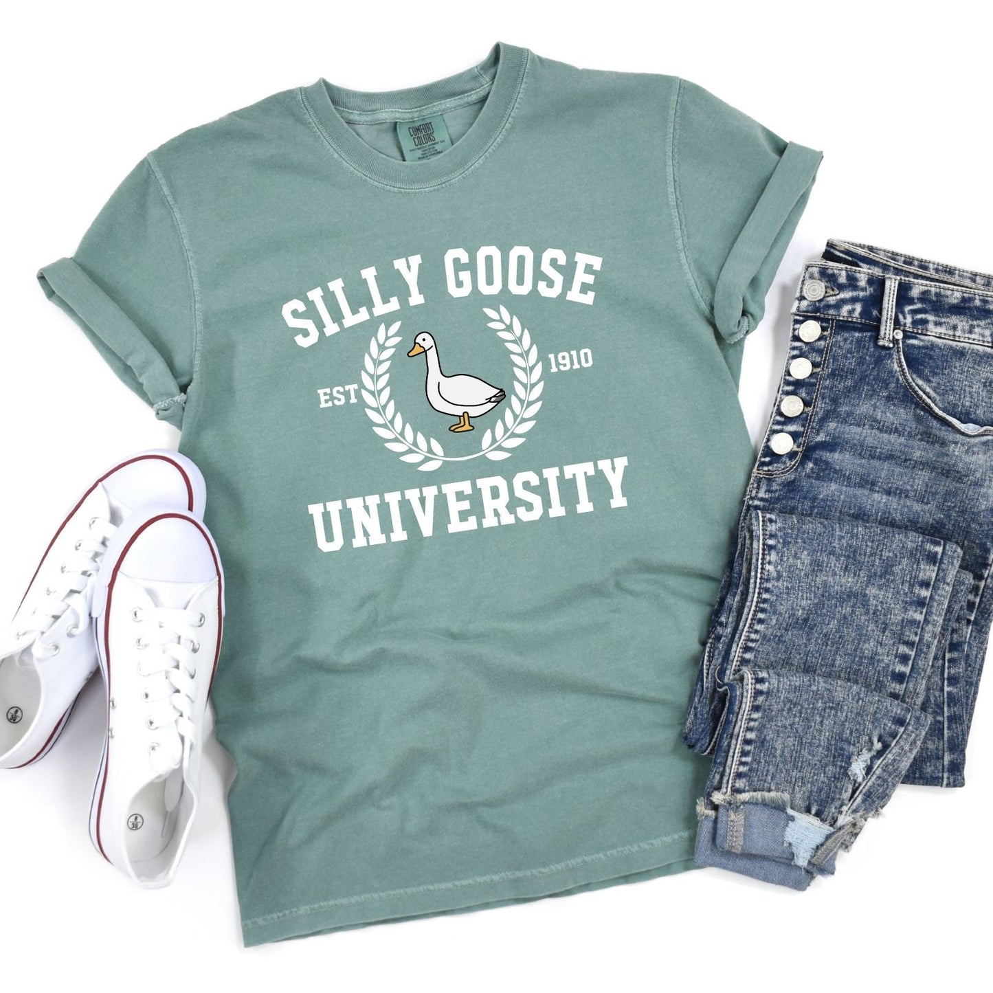 Silly Goose University Graphic Tee – Playful & Laid-Back Fun-graphic tees-Evelyns Fashion