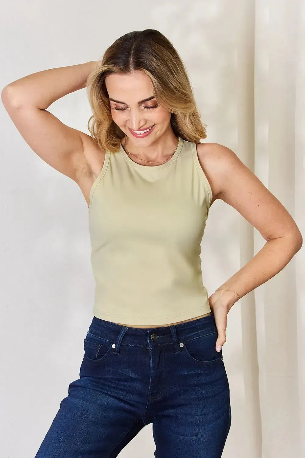 Slim Round Neck Tanks-Tank Tops-Evelyns Fashion