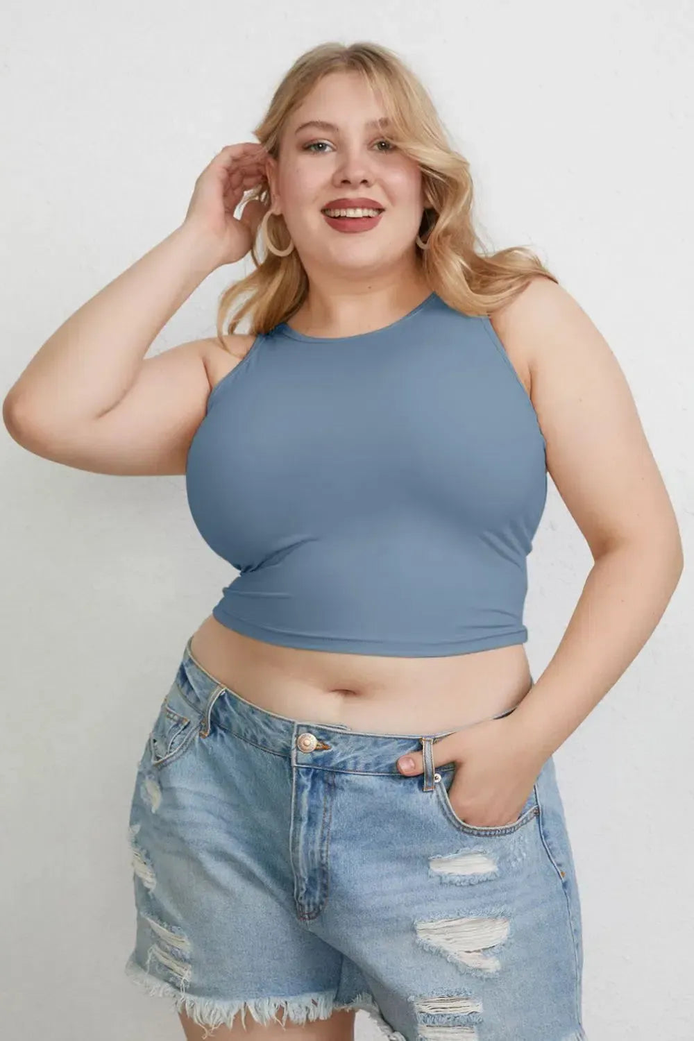 Slim Round Neck Tanks-Tank Tops-Evelyns Fashion