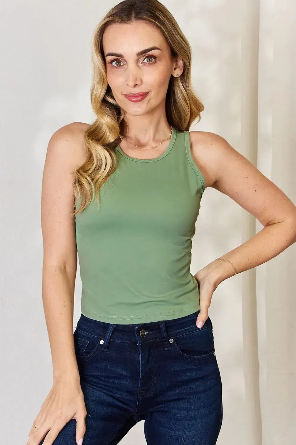 Slim Round Neck Tanks-Tank Tops-Evelyns Fashion
