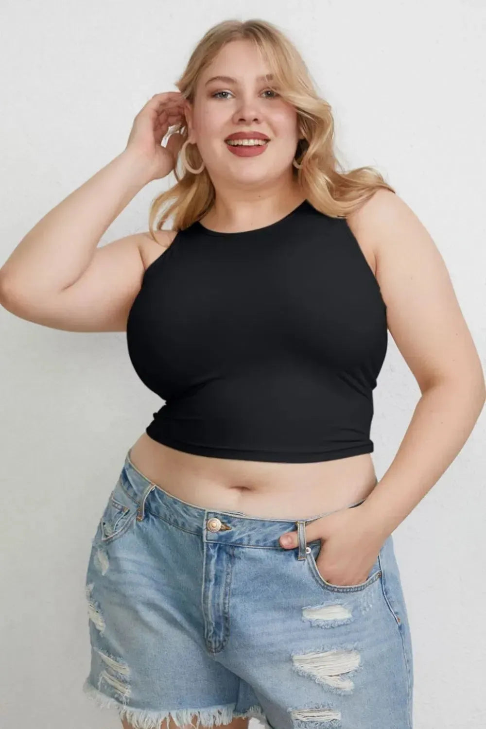 Slim Round Neck Tanks-Tank Tops-Evelyns Fashion