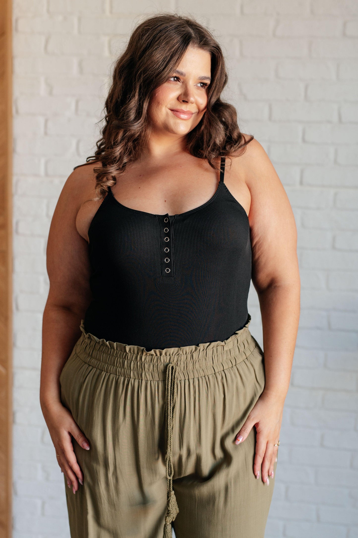 Snap It Up Spaghetti Strap Bodysuit-Bodysuits-Evelyns Fashion