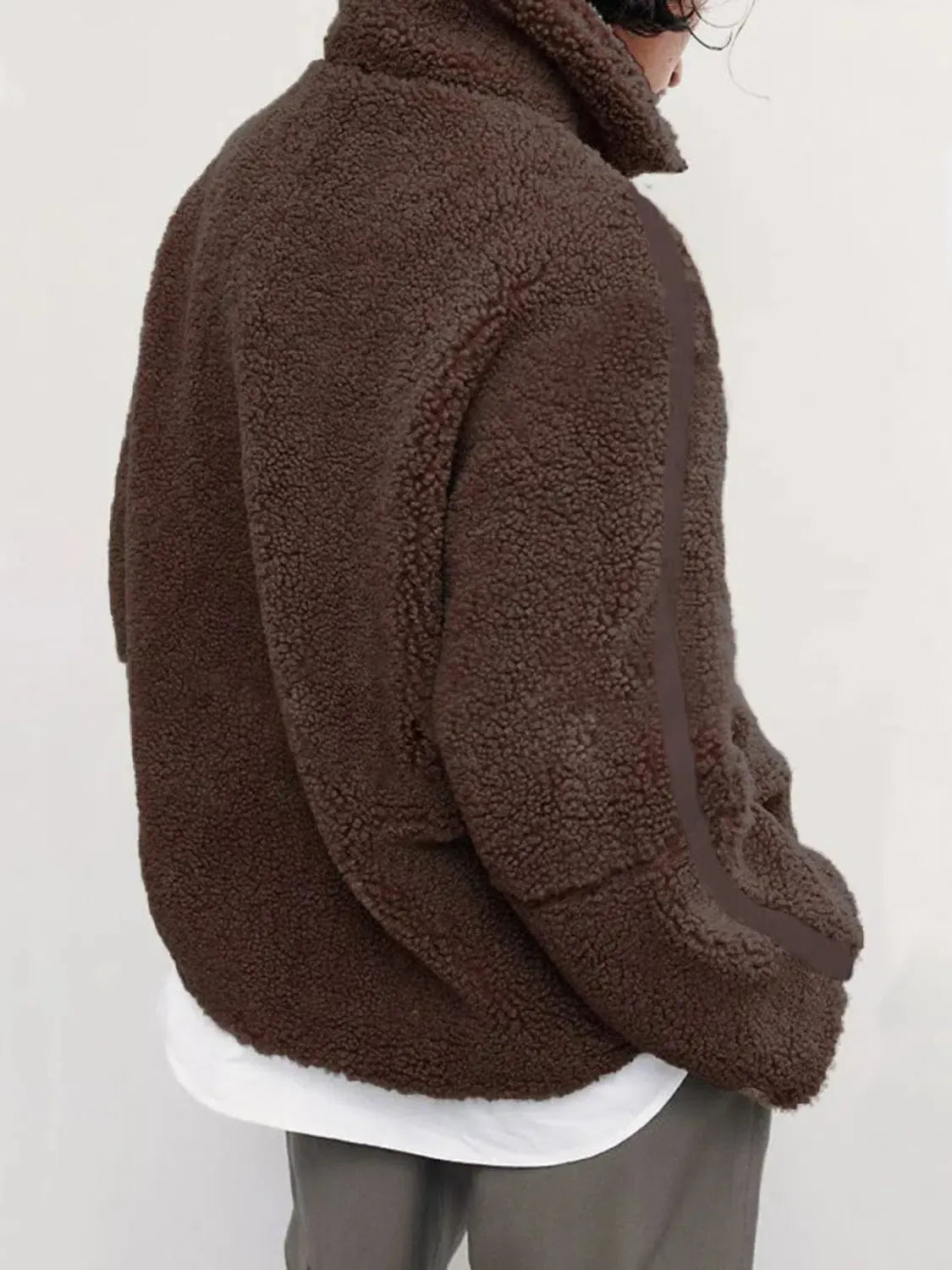 Stay Warm in Style: Zip Up Turtleneck Plush Jacket-Apparel & Accessories-Evelyns Fashion