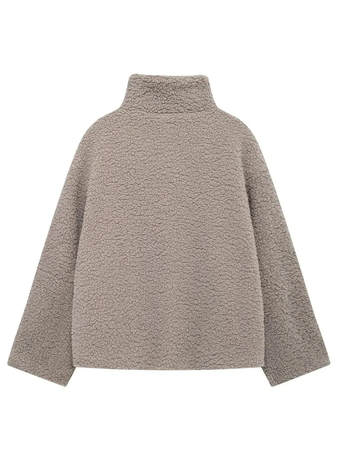 Stay Warm in Style: Zip Up Turtleneck Plush Jacket-Apparel & Accessories-Evelyns Fashion