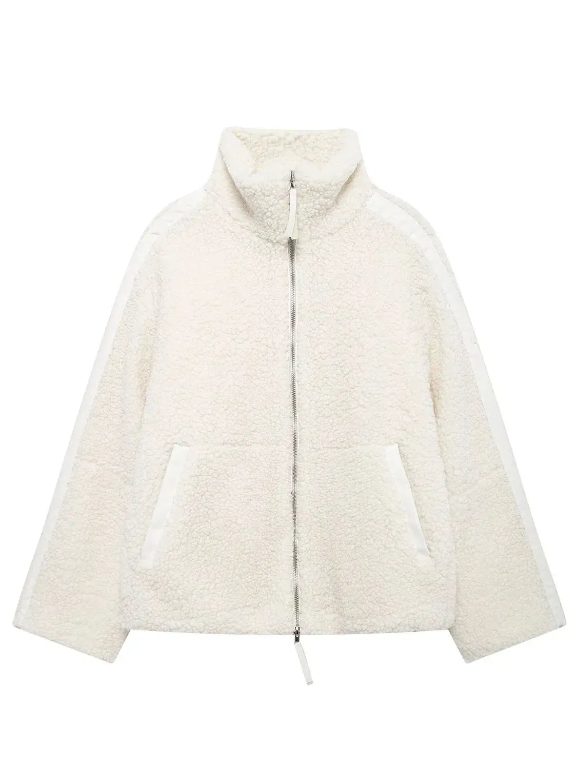 Stay Warm in Style: Zip Up Turtleneck Plush Jacket-Apparel & Accessories-Evelyns Fashion