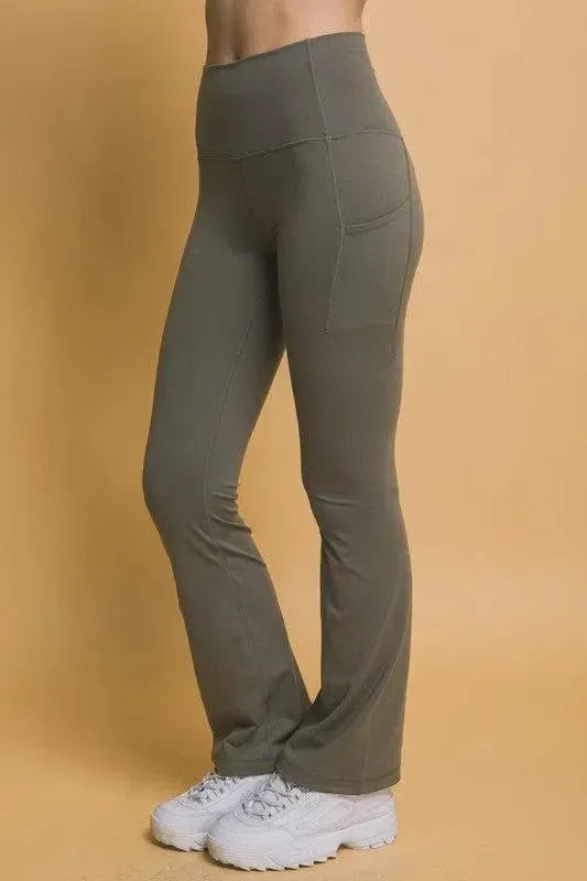 Stylish & Functional: Love Tree High Waist Flare Leggings-Apparel & Accessories-Evelyns Fashion