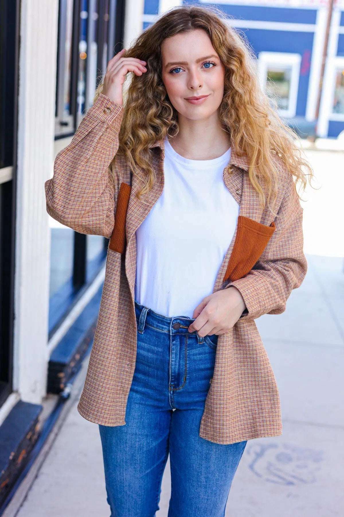 Stylish Rust Plaid Shacket: Perfect for Any Season-2024 Blow-Out Sale-Evelyns Fashion