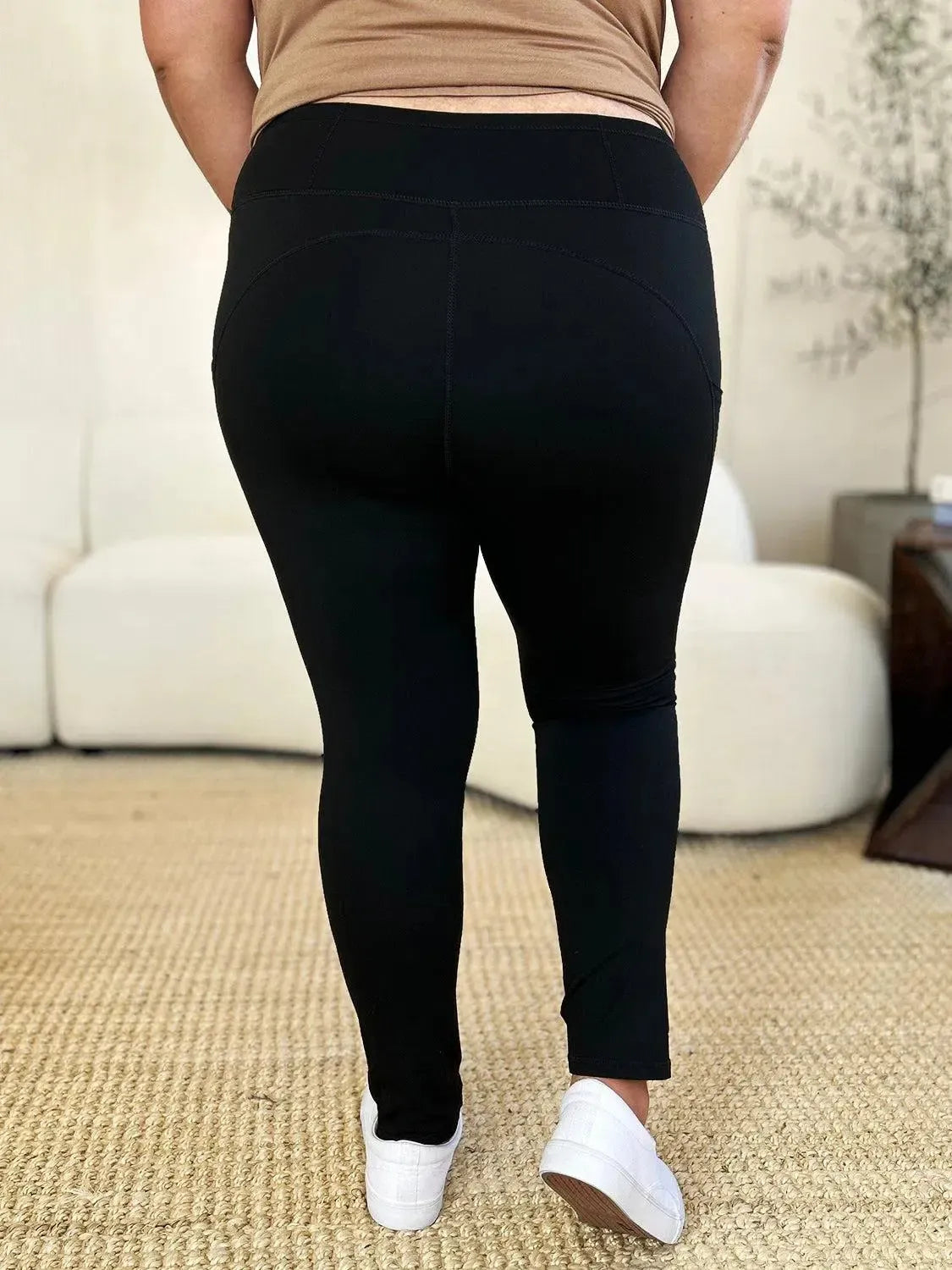 Supportive & Stylish: Wide Waistband Sports Leggings-leggins-Evelyns Fashion