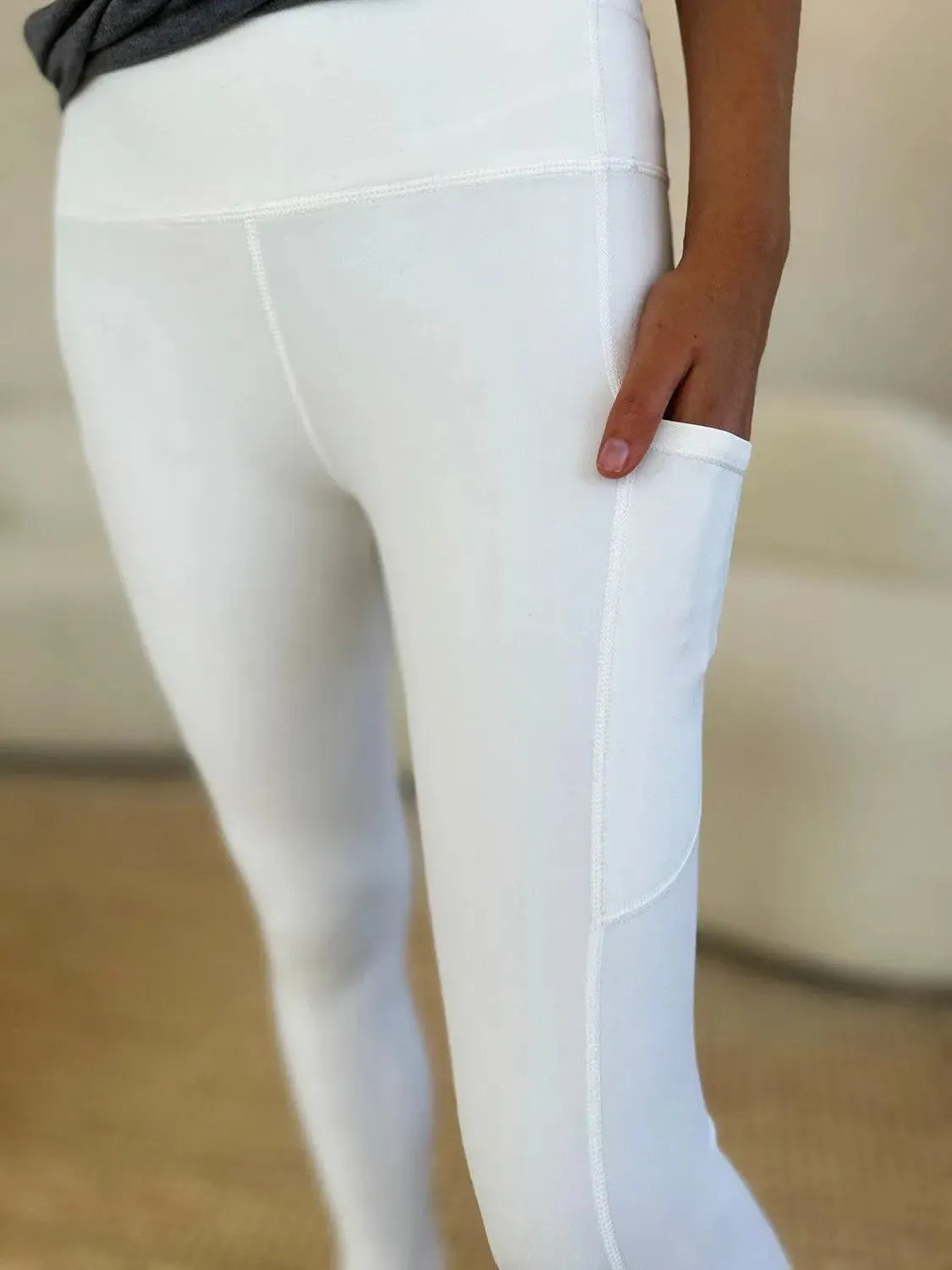 Supportive & Stylish: Wide Waistband Sports Leggings-leggins-Evelyns Fashion