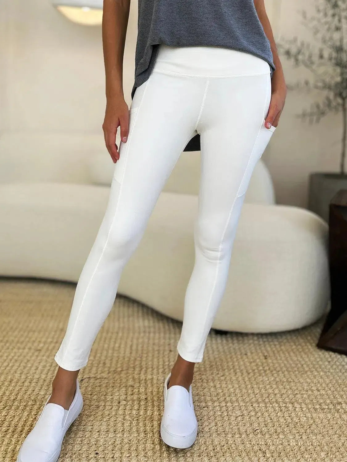 Supportive & Stylish: Wide Waistband Sports Leggings-leggins-Evelyns Fashion